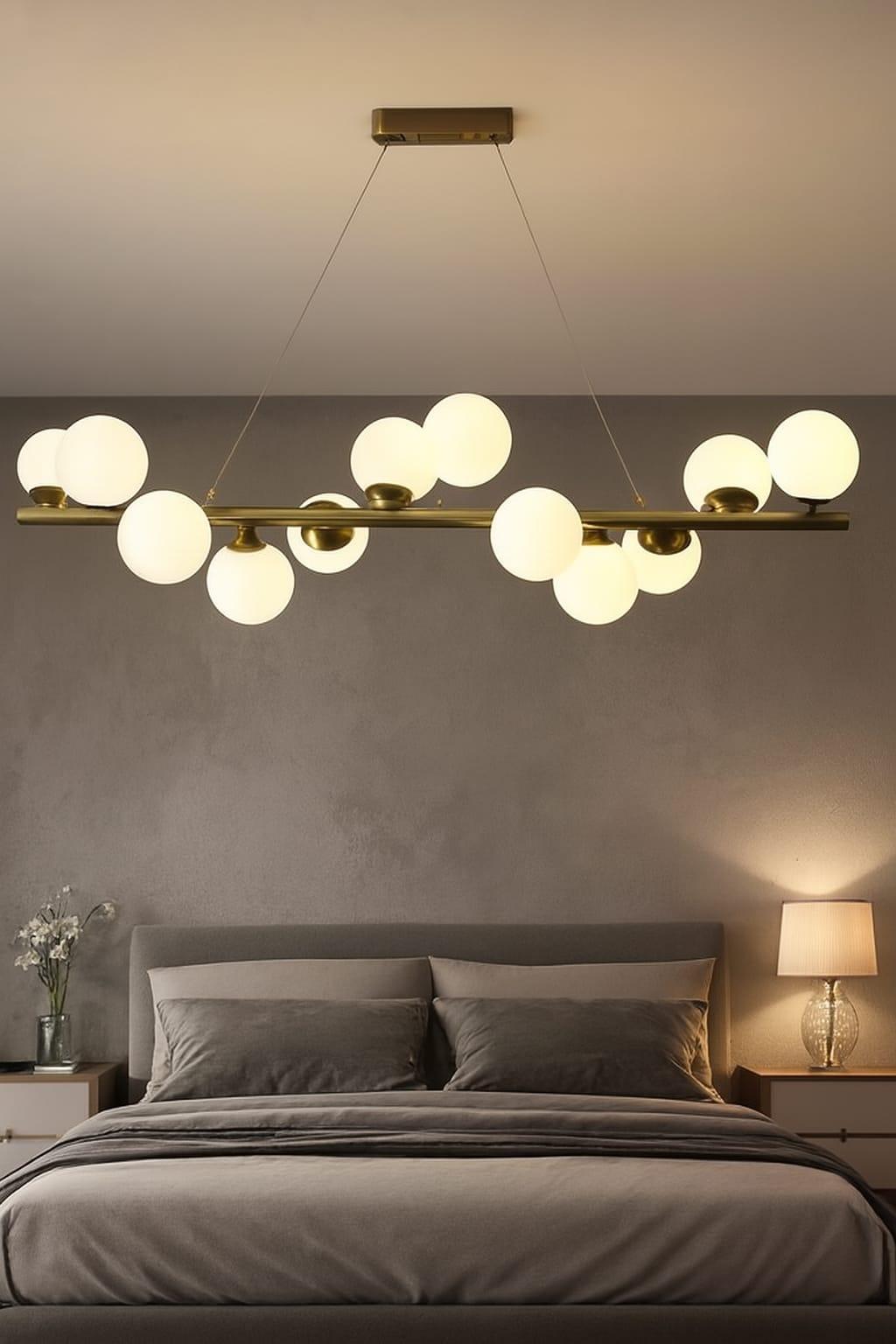 Luxury Linear Glass Globe Hanging Light – Gold Finish
